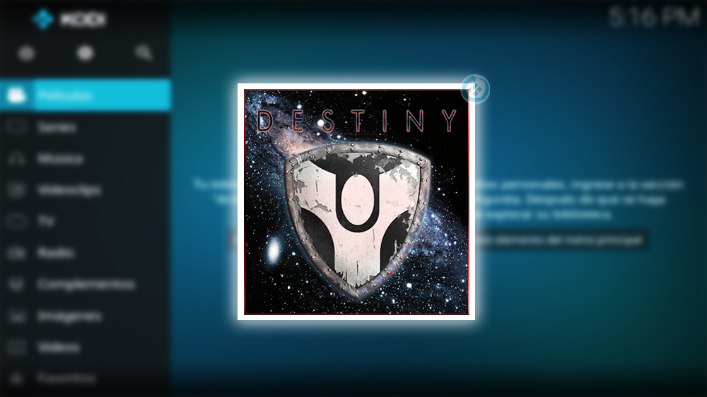 Captura de pantalla de Destiny addon