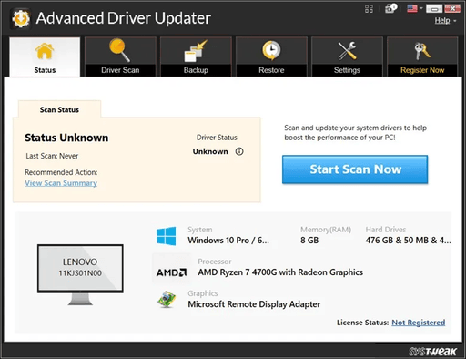 Captura de pantalla de Advanced Driver Updater