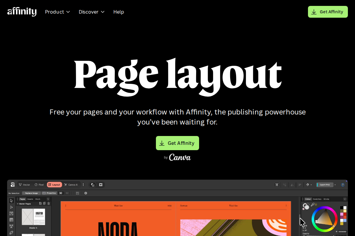 Captura de pantalla de Affinity Publisher 2