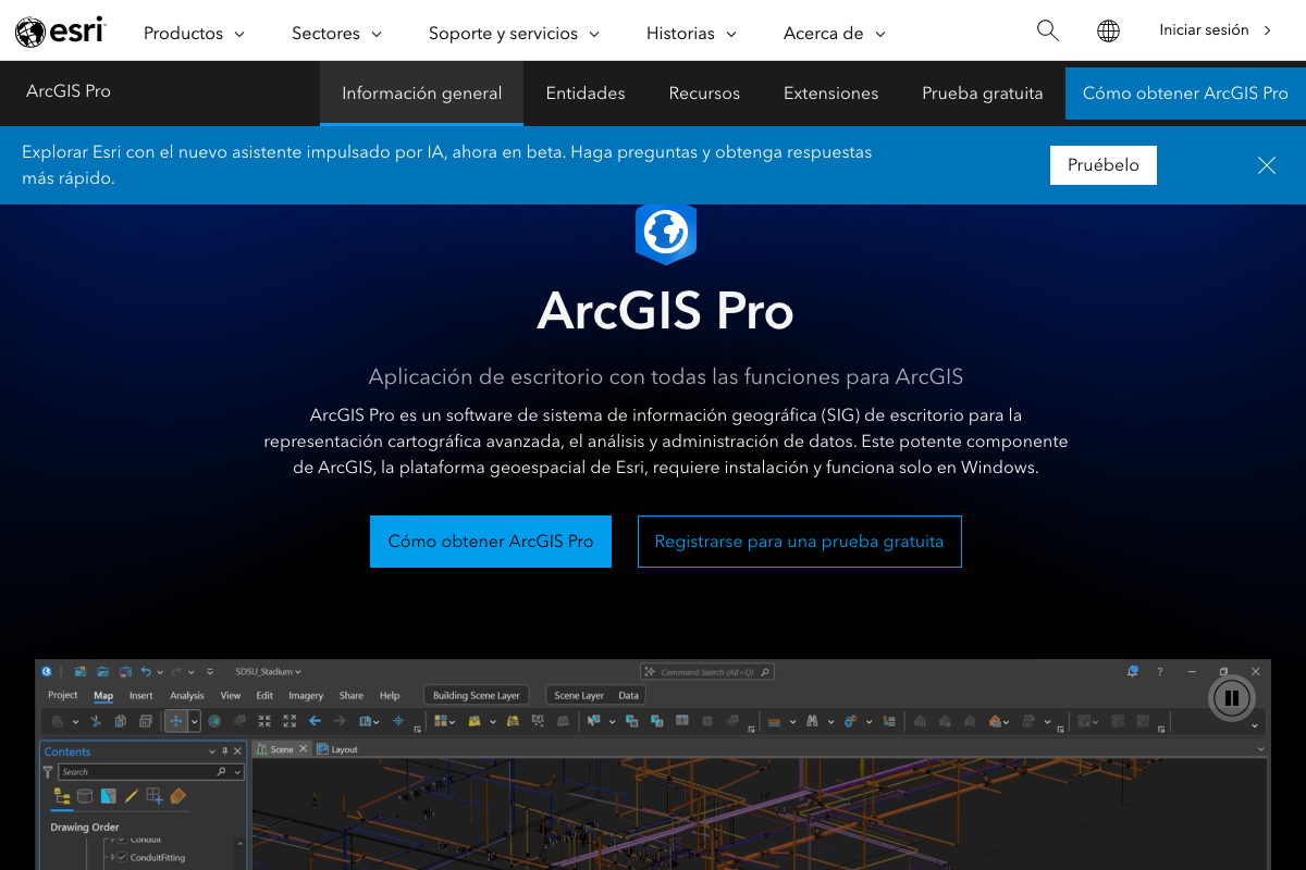 Captura de pantalla de ArcGIS Pro