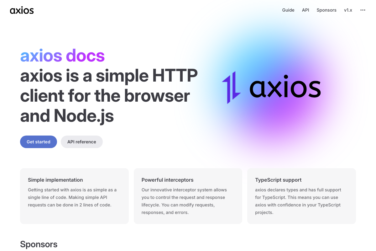 Captura de pantalla de Axios