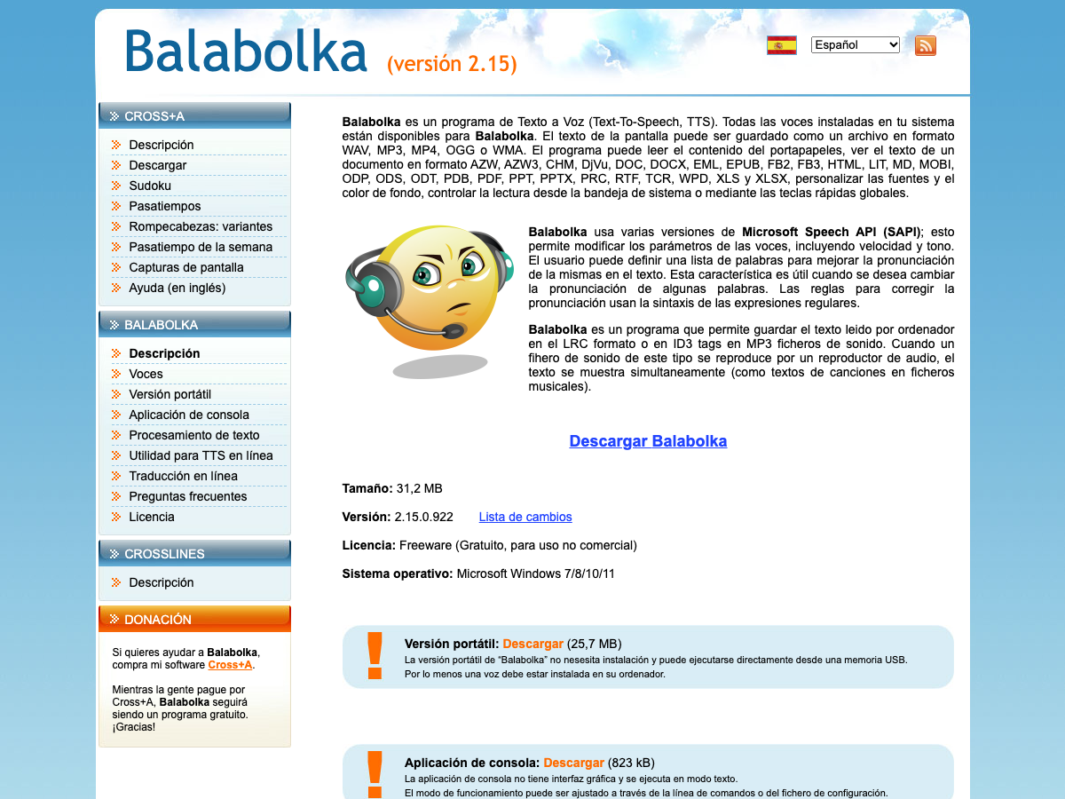 Captura de pantalla de Balabolka
