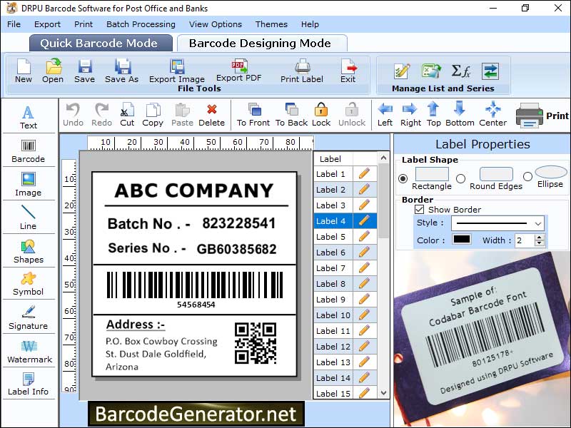 Captura de pantalla de Postal Mail Barcode Fonts