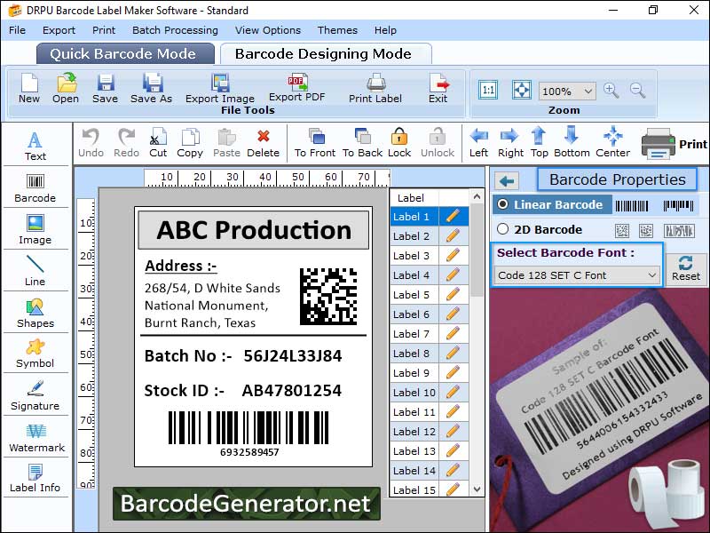 Captura de pantalla de Bar Code Label Software