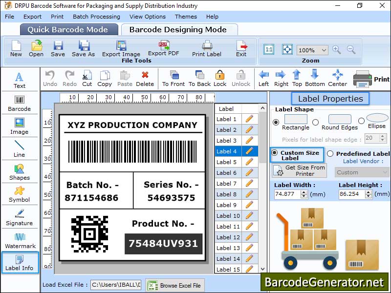 Captura de pantalla de Packaging Barcode Generator Program