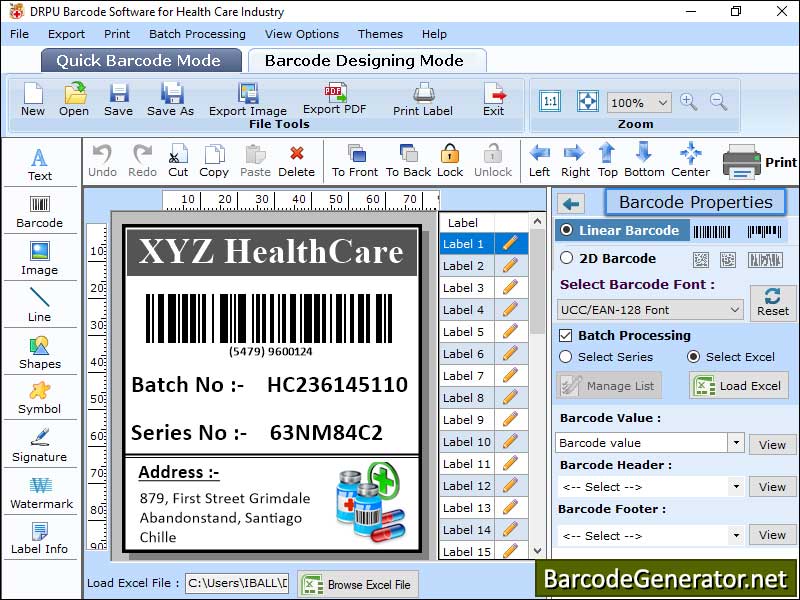 Captura de pantalla de Medicine Barcode Labels Generator
