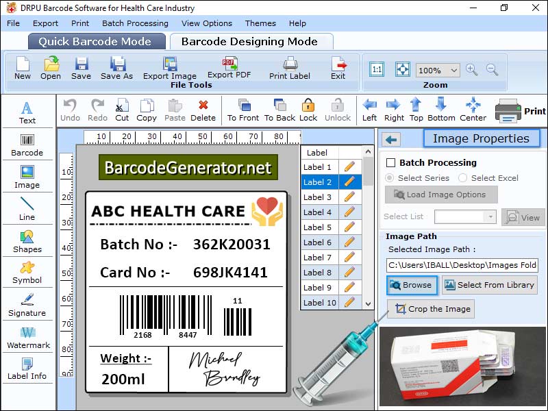 Captura de pantalla de Healthcare Barcode Creator