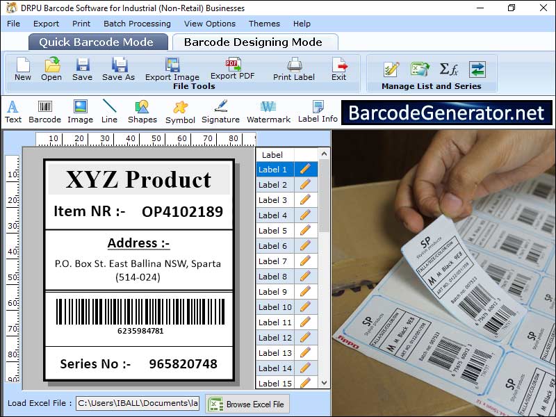 Captura de pantalla de Manufacturing Barcode Generator