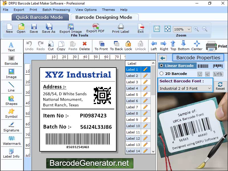 Captura de pantalla de BarCode Generator Software