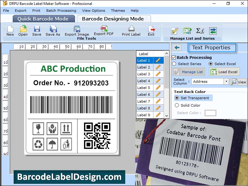 Captura de pantalla de Software Barcode Label