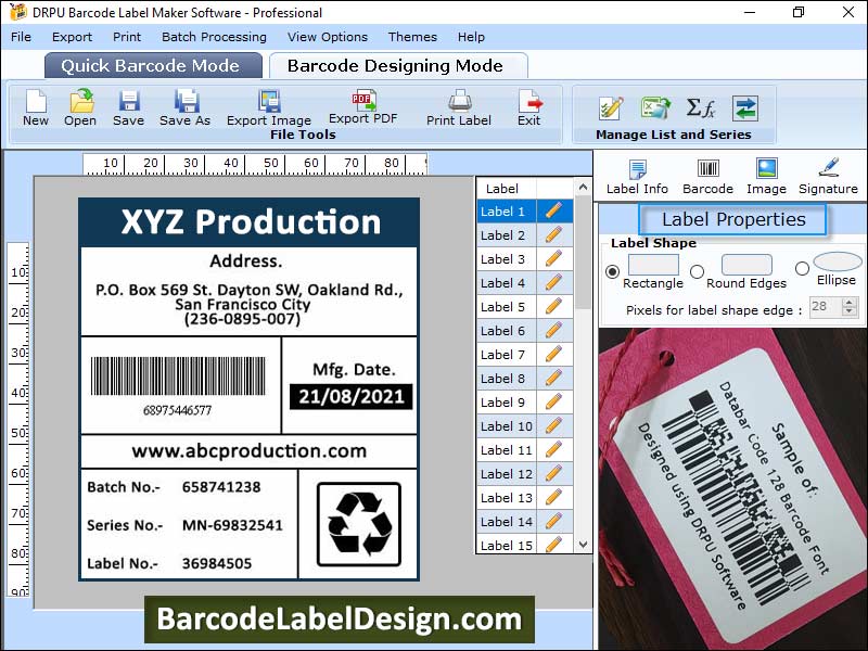 Captura de pantalla de Barcode Label Design