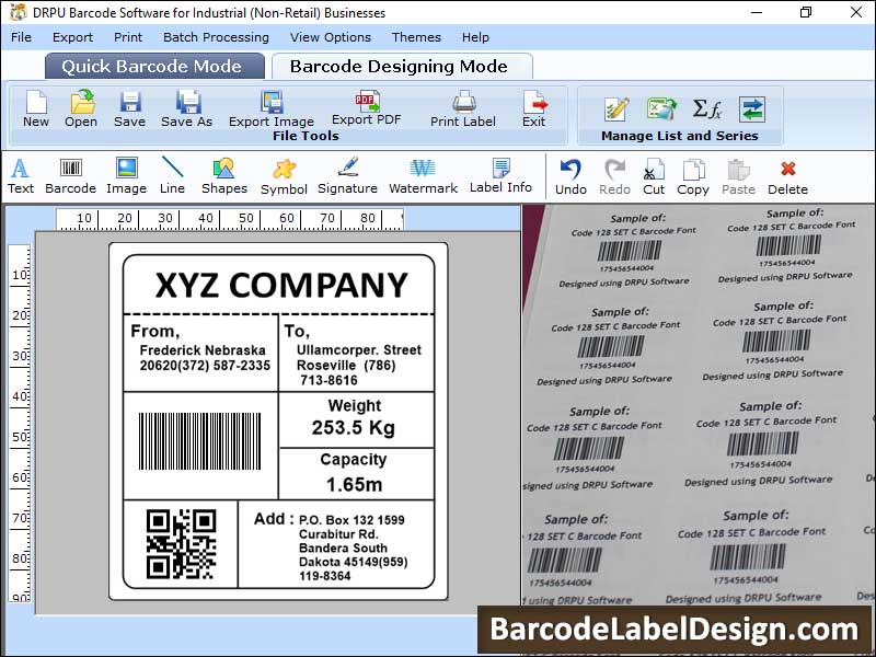 Captura de pantalla de Warehousing Barcode Labels