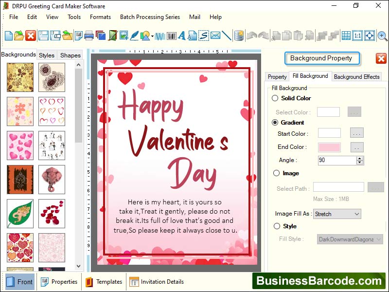 Captura de pantalla de Greeting Card Designer Software