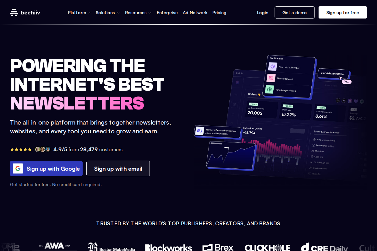 Captura de pantalla de Beehiiv