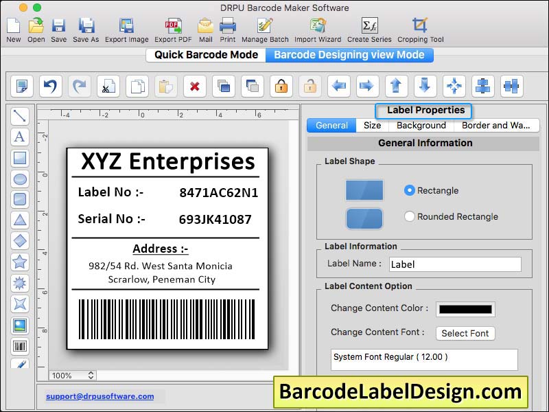 Captura de pantalla de Barcode Software For Mac