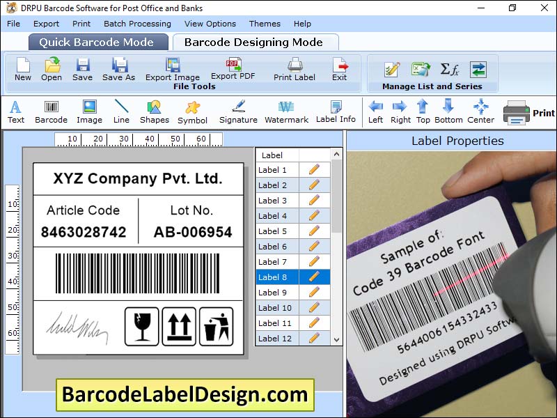 Captura de pantalla de Post Mailer Barcode Software