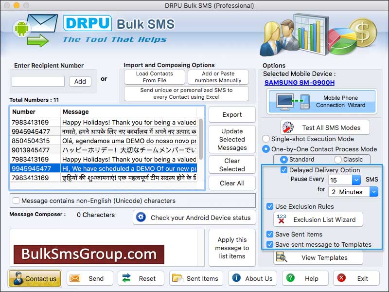 Captura de pantalla de Mac Bulk SMS for Android