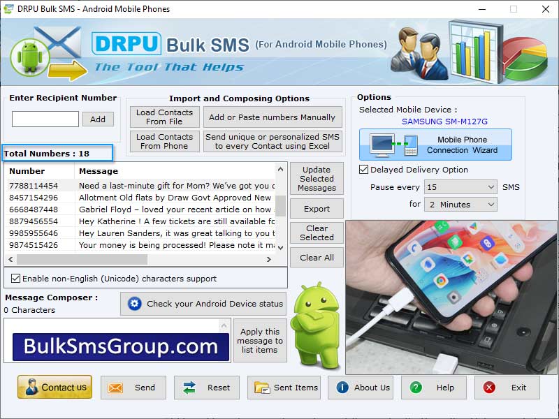 Captura de pantalla de Bulk SMS Software for Android Mobile