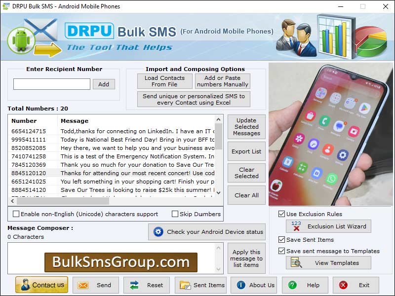 Captura de pantalla de Bulk SMS Android