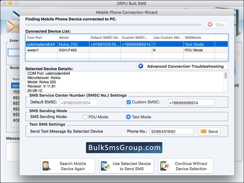 Captura de pantalla de Mac Bulk SMS Software