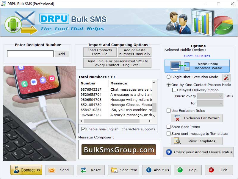 Captura de pantalla de Online Bulk SMS Software