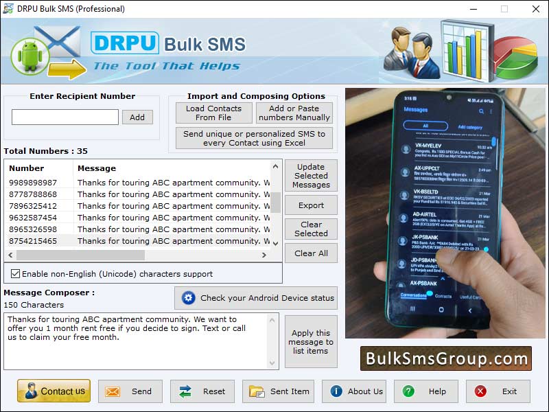 Captura de pantalla de Mobile Bulk SMS Software