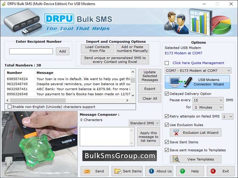 Captura de pantalla de Bulk Text Messaging Software