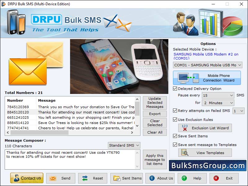 Captura de pantalla de Bulk SMS Multi Mobile Phone
