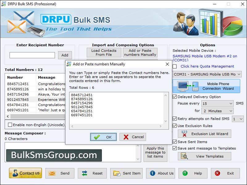 Captura de pantalla de Bulk SMS Program