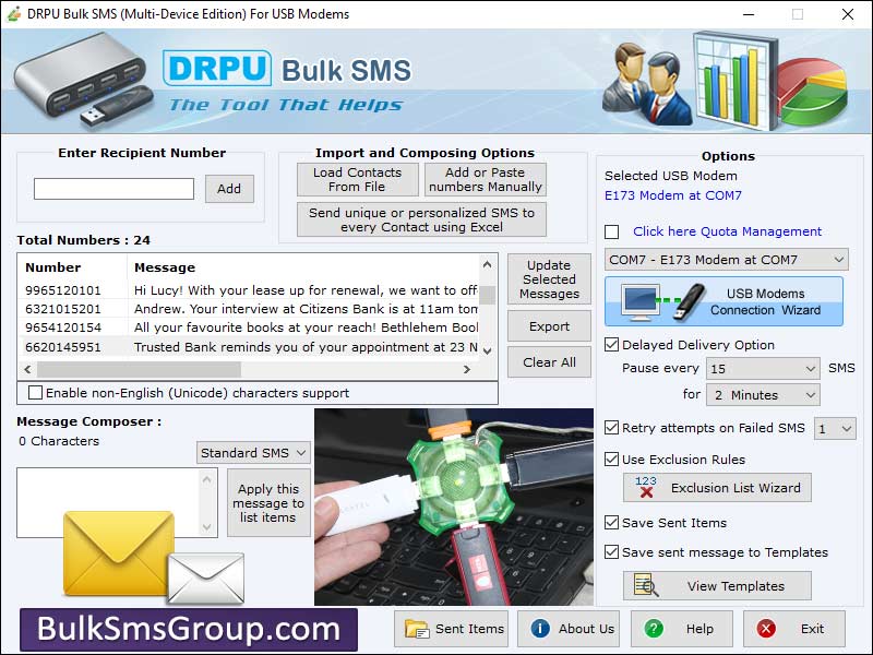 Captura de pantalla de Bulk Messaging Software
