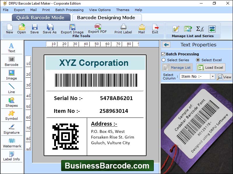 Captura de pantalla de Business Barcode Software