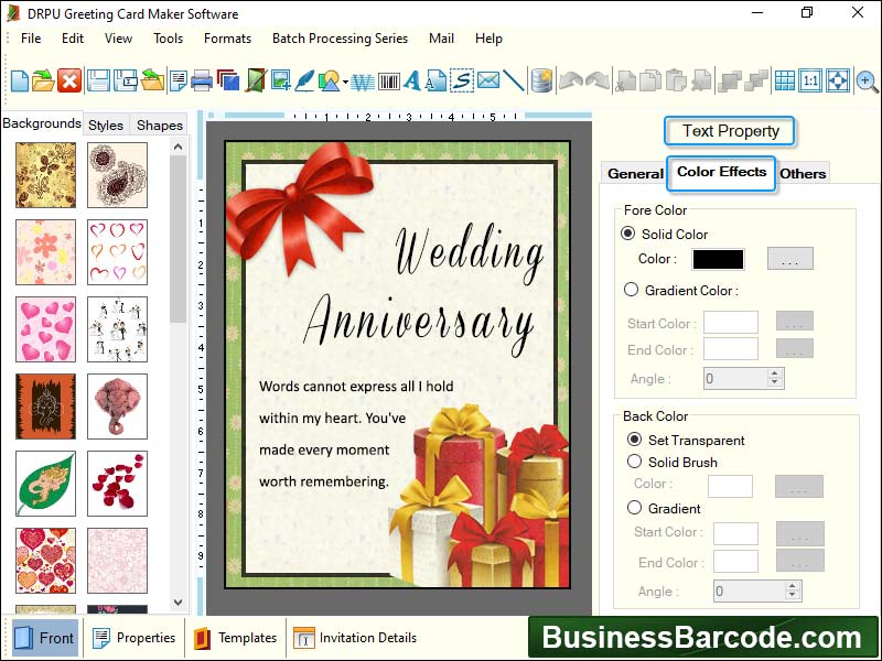 Captura de pantalla de Greeting Card Maker Software