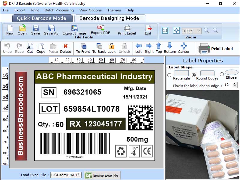 Captura de pantalla de Healthcare Barcode Labeling Tool