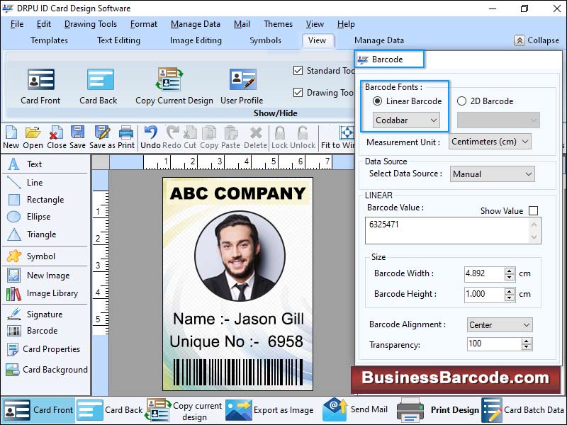 Captura de pantalla de Business ID Cards Maker Software