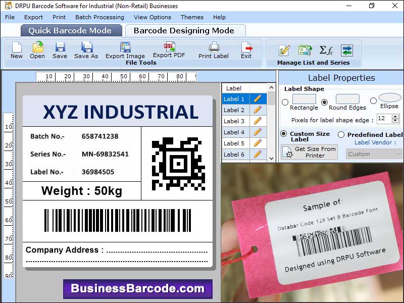 Captura de pantalla de Industrial Barcode Maker Software