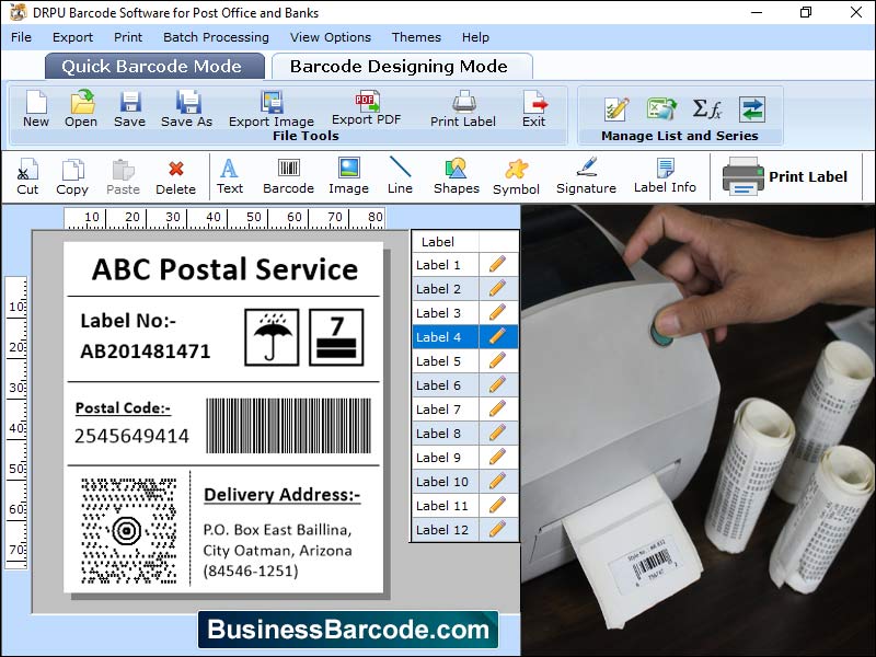Captura de pantalla de Postal Business Barcode Software