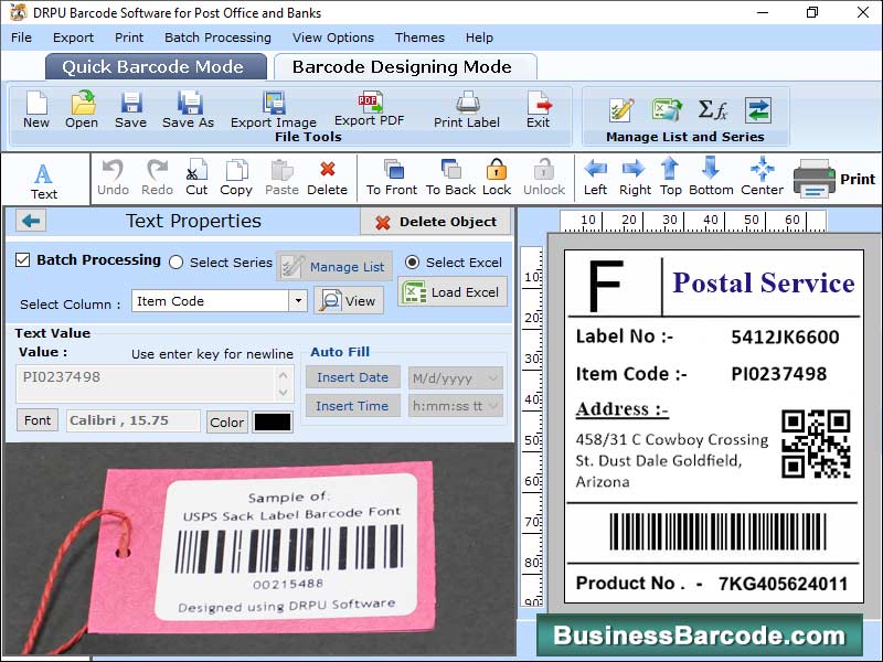 Captura de pantalla de Post Office Barcode Labels Maker