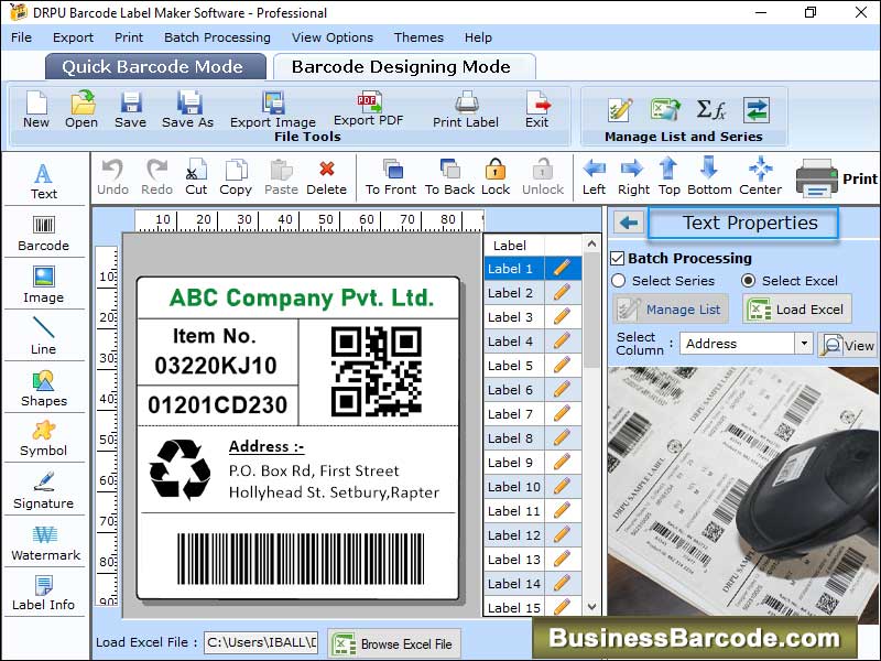 Captura de pantalla de Business Barcode Software