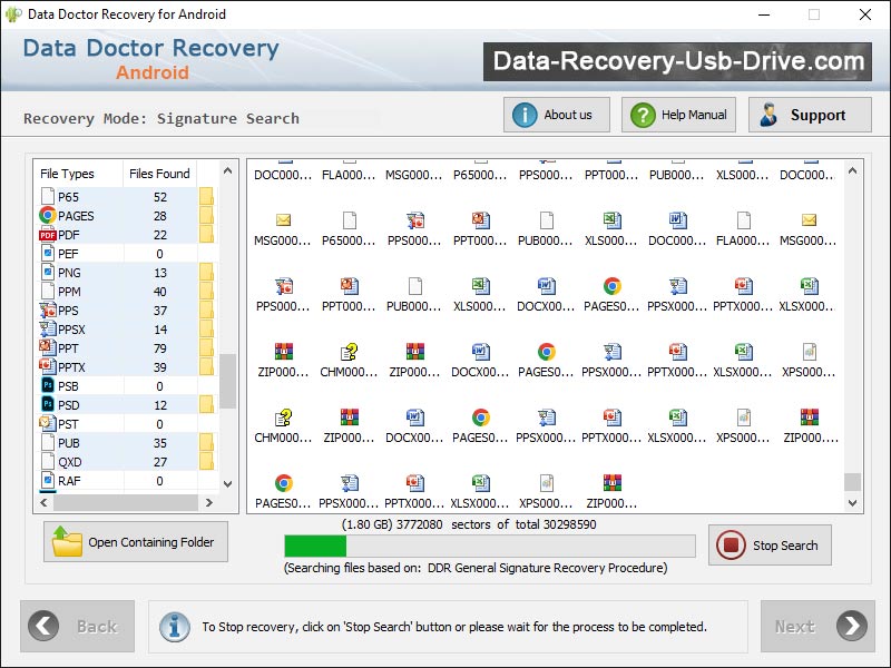Captura de pantalla de Android File Restore Software