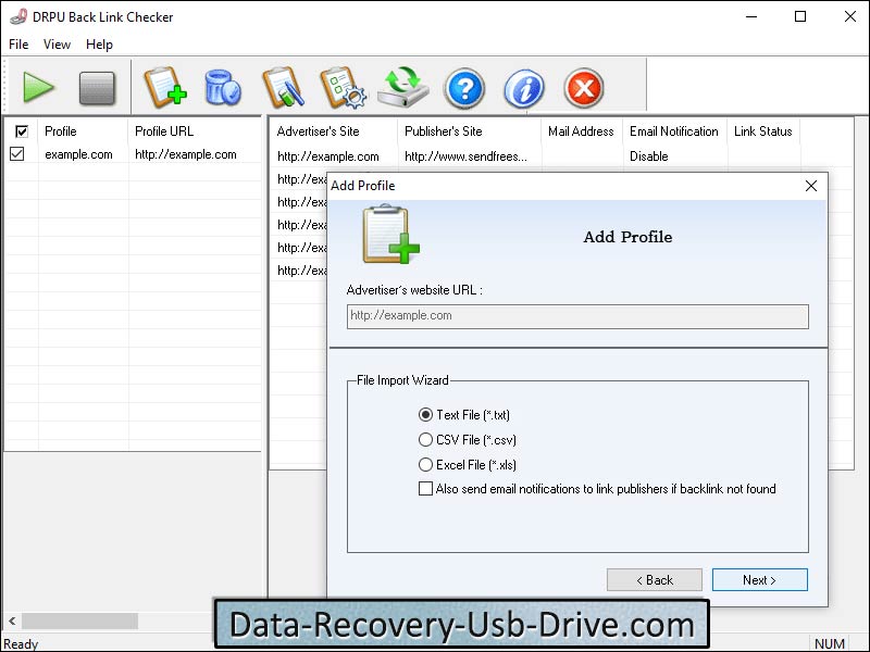 Captura de pantalla de Backlink Checker Software