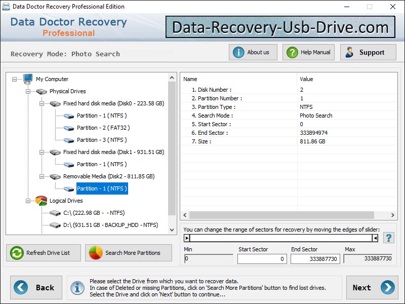 Captura de pantalla de Data Recovery USB Drive