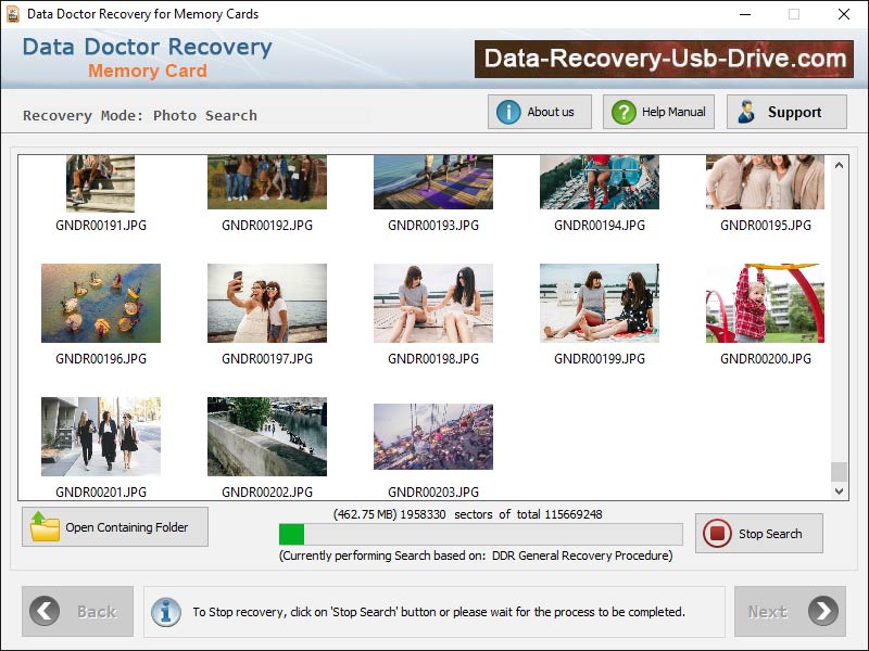 Captura de pantalla de Memory Card File Recovery