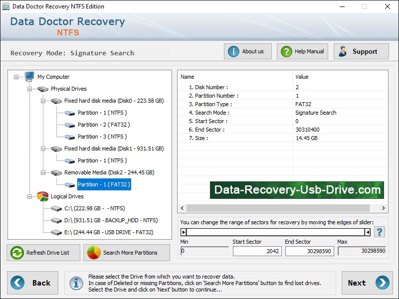 Captura de pantalla de NTFS Recovery Software