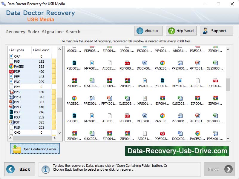 Captura de pantalla de USB Drive Data Restore