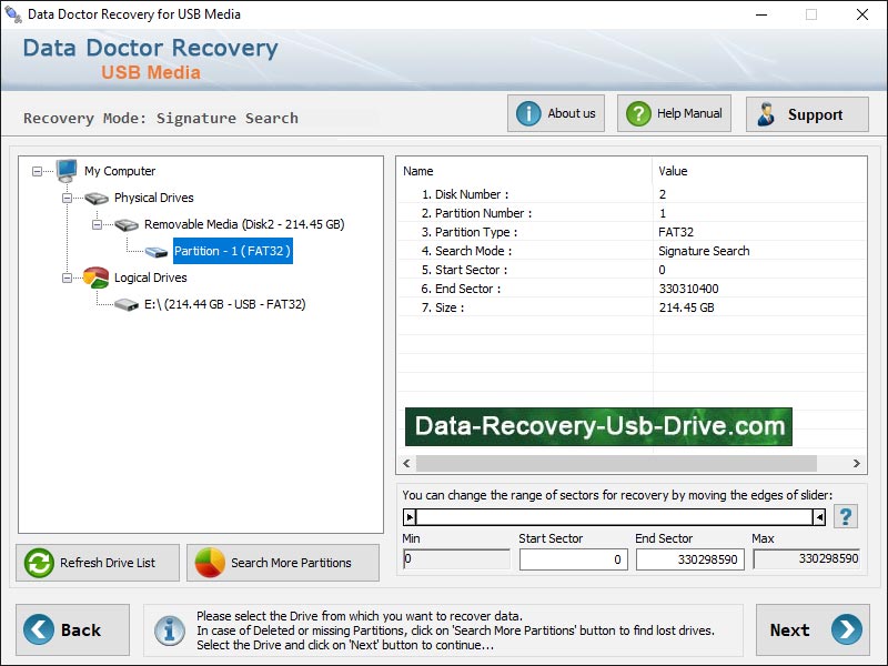 Captura de pantalla de Data Restore USB Drive