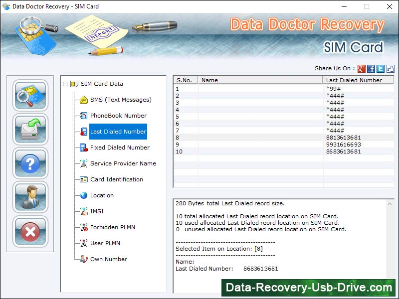 Captura de pantalla de Sim Data Recovery Software