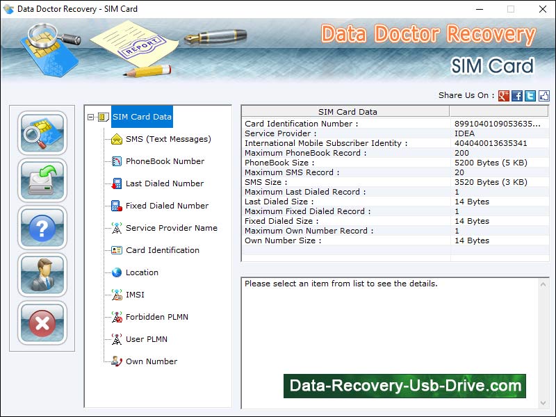 Captura de pantalla de SIM Card Recovery Tool