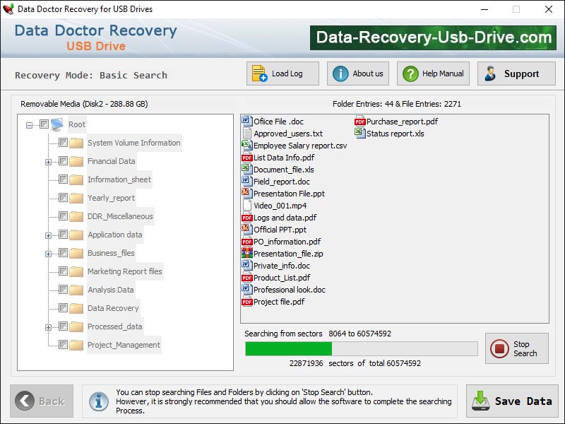 Captura de pantalla de Pen Drive Data Recovery Program