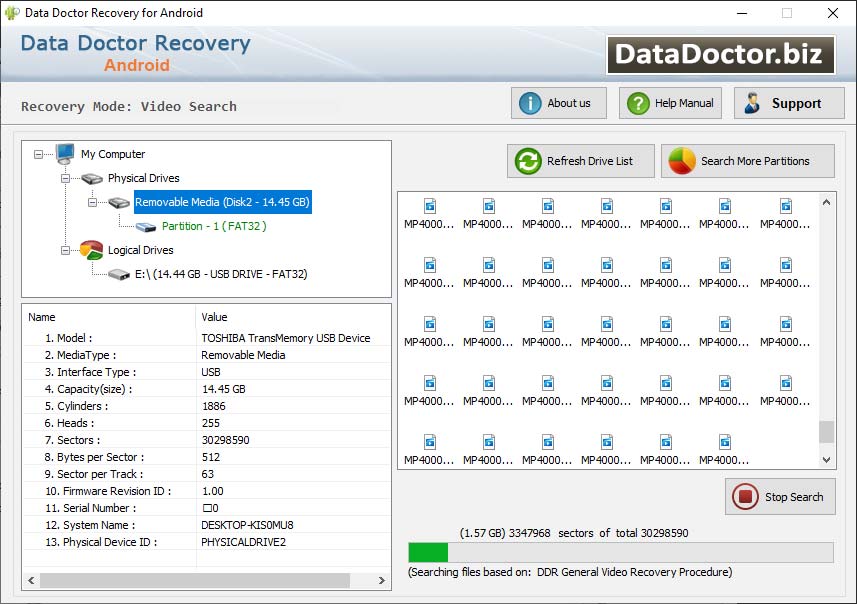Captura de pantalla de Android Data Recovery Software