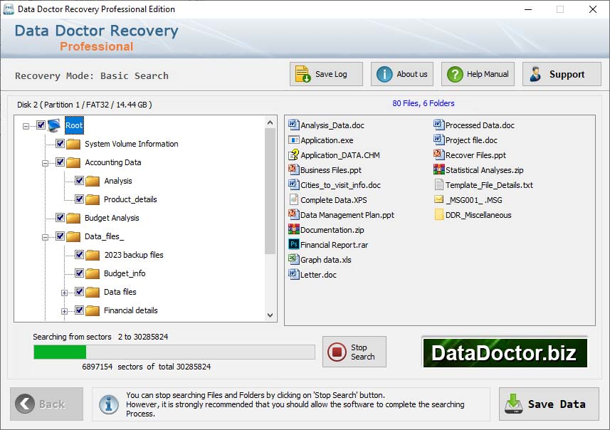 Captura de pantalla de Data Recovery